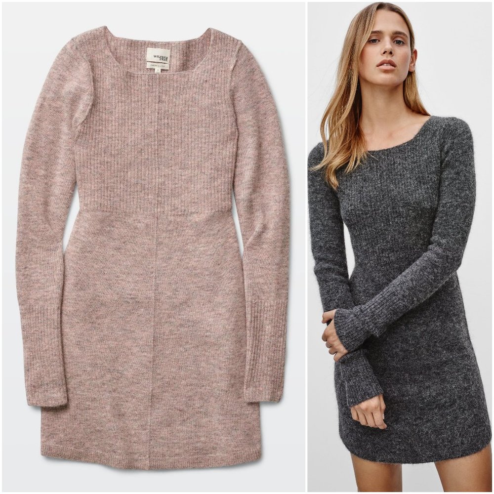Aritzia Wilfred Free Peele Dress quarry light pink XS alpaca sweaterdress